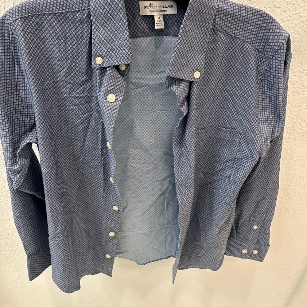 Peter Millar Boy’s Navy Patterned Casual Shirt Sz 10